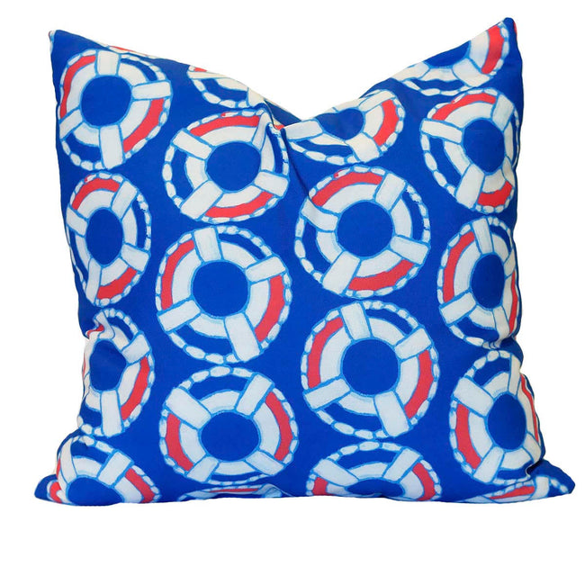 Navy Lifesaver Outdoor Square Pillow