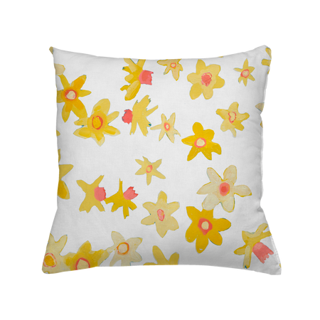 White Daffodil Disco Outdoor Square Pillow