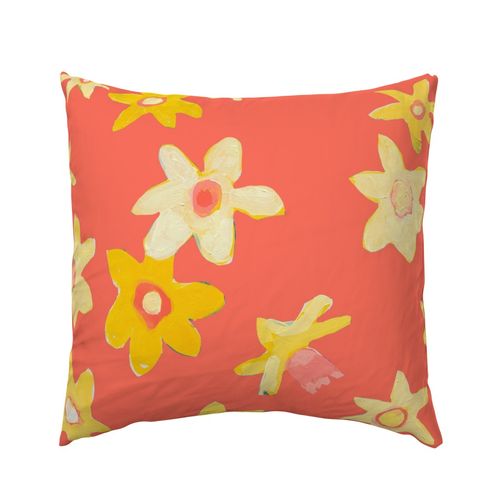 Poppy Daffodil Disco Outdoor Square Pillow