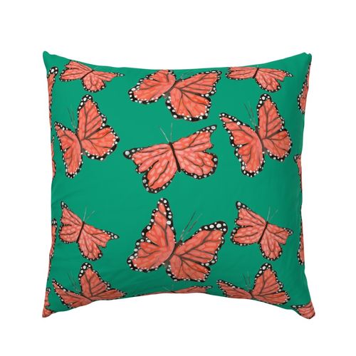 Jade Monarchs Marching Outdoor Square Pillow