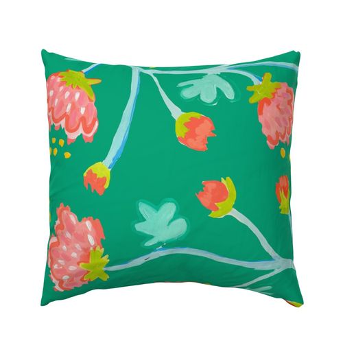 Jade Peony Waltz Outdoor Square Pillow