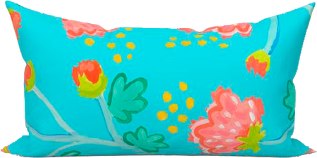 Adriatic Peony Waltz Outdoor Lumbar Pillow