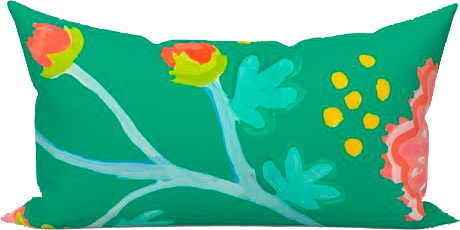 Jade Peony Waltz Indoor Lumbar Pillow