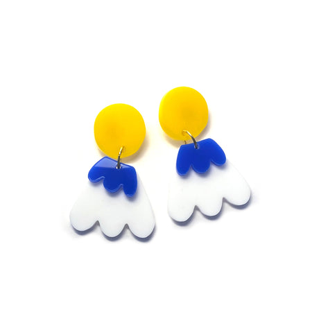Yellow, Blue and White Betties Earrings
