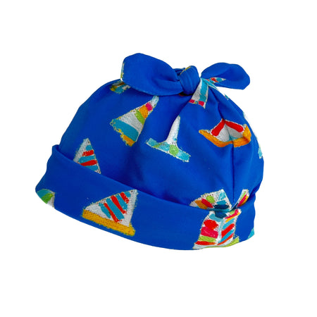 Cornflower Summer Sail Top Knot Baby Hat