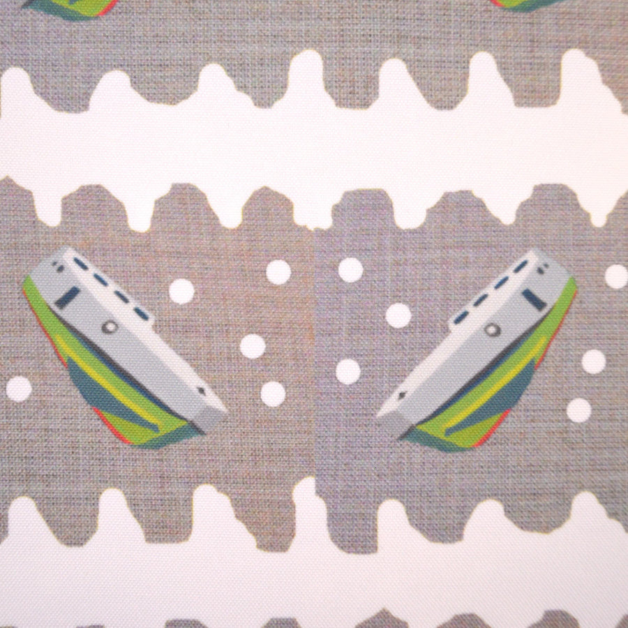 White Squiggle Tugs Fabric