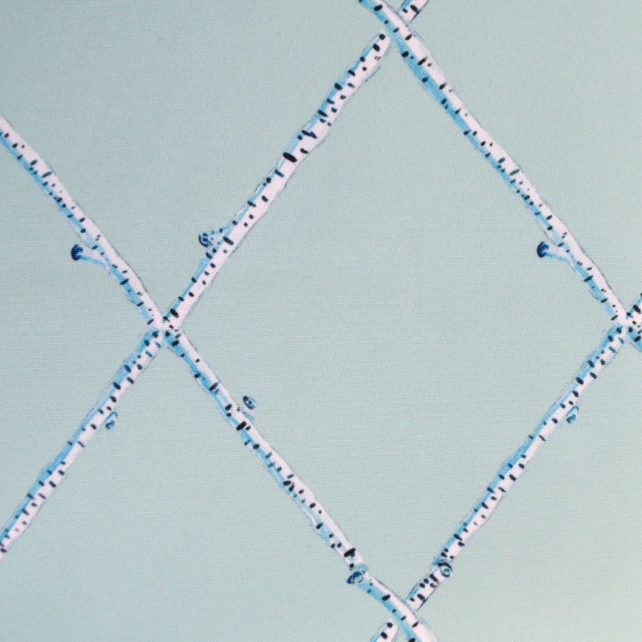 Soft Turquoise Birch Lattice Fabric