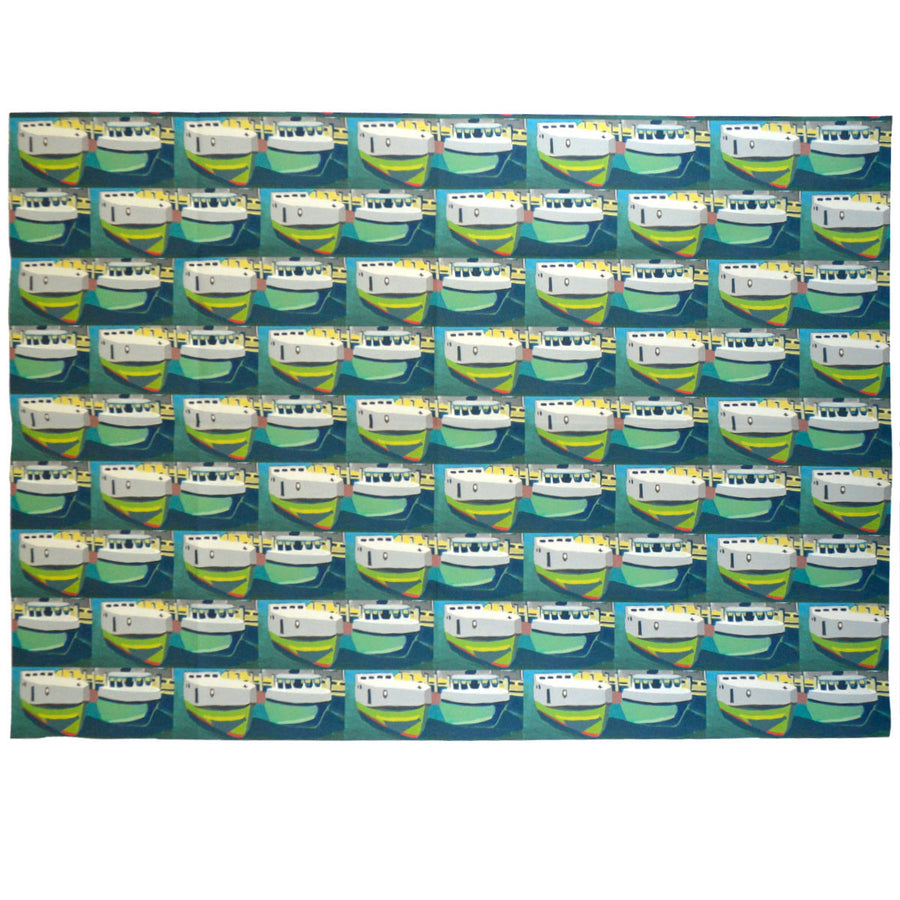 Green Staggered Tugs Fabric