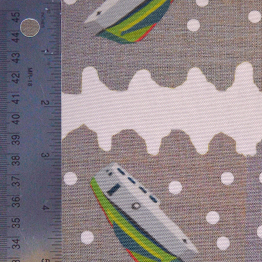 White Squiggle Tugs Fabric
