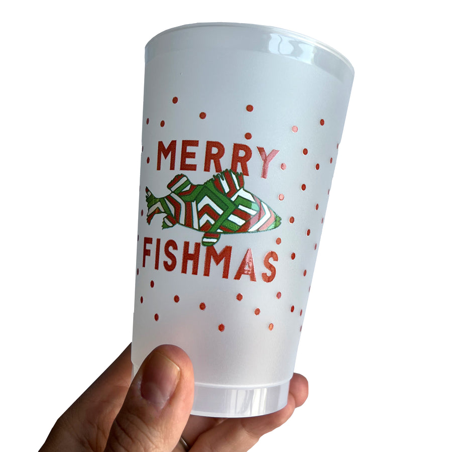 Red Merry Fishmas Shatterproof Cup Set