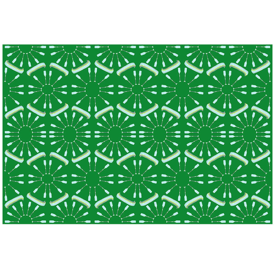 Emerald Canoes and Oars Fabric