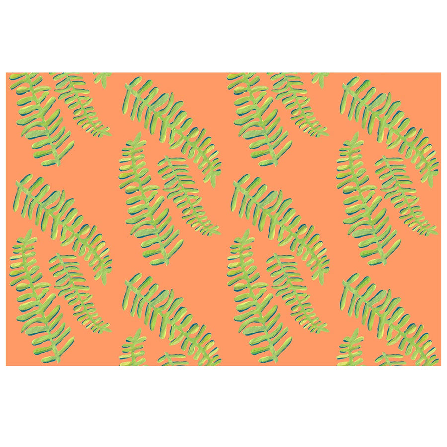 Soft Orange Floating Fronds Fabric