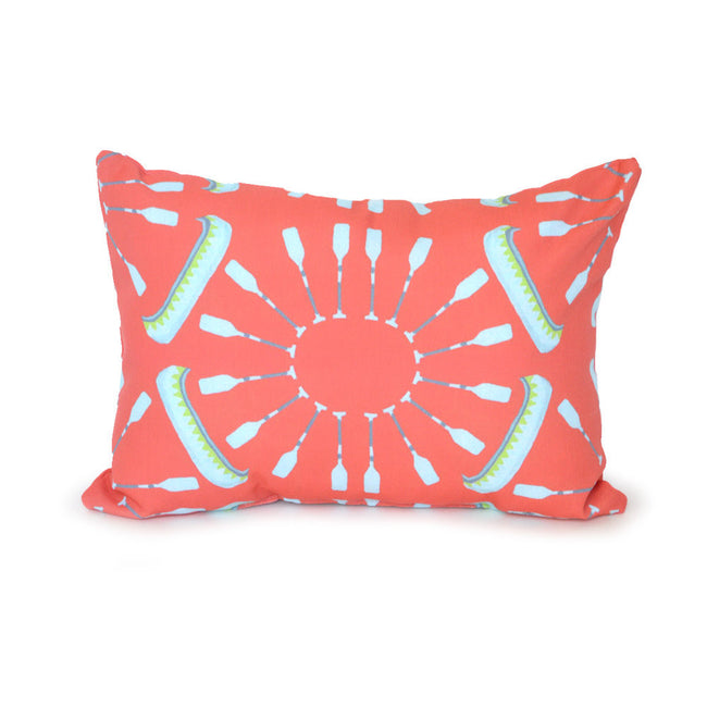 Coral Canoes Outdoor Lumbar Pillow