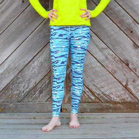 Turquoise Glittering Diamonds Leggings