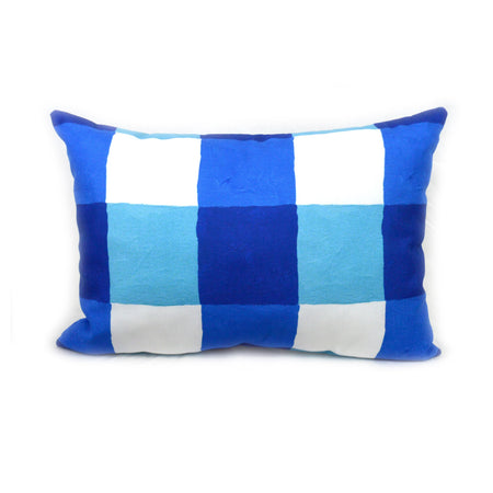 Lake and White Buffalo Check Outdoor Lumbar Pillow