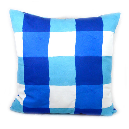 Lake and White Buffalo Check Outdoor Square Pillow