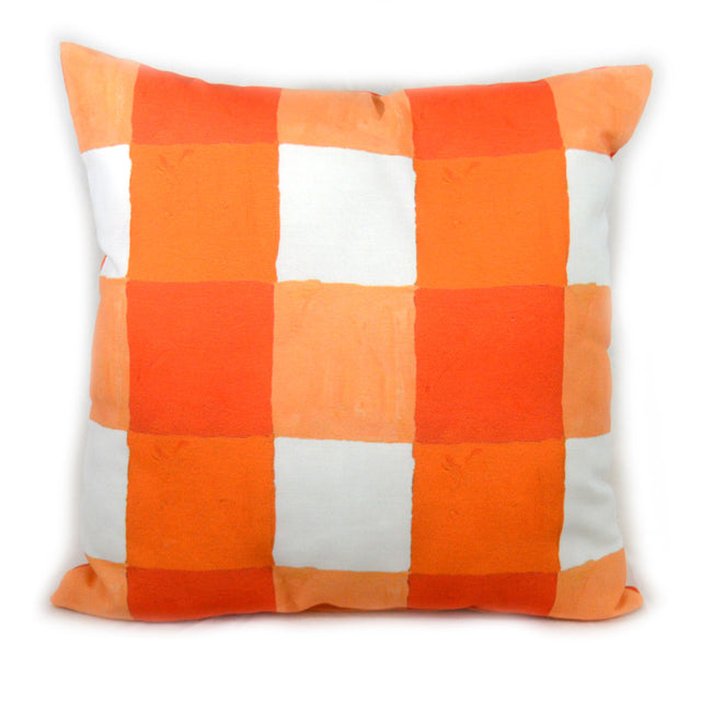 Citrus and White Buffalo Check Outdoor Square Pillow