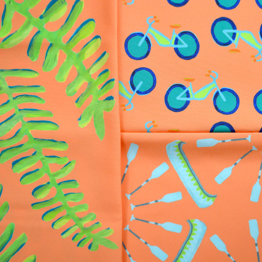 Soft Orange Floating Fronds Fabric