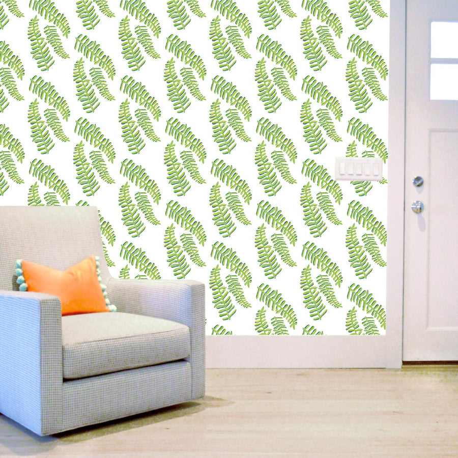 White Floating Fronds Wallpaper