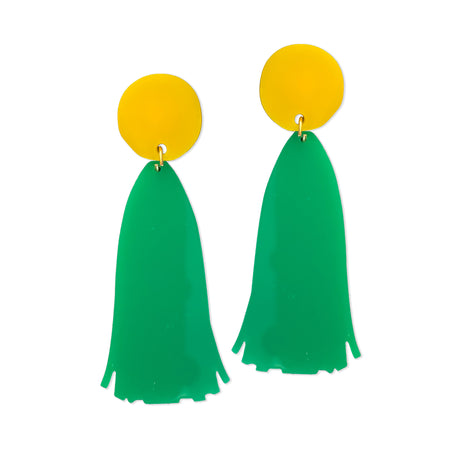 Yarrow Emerald Tassel Earrings