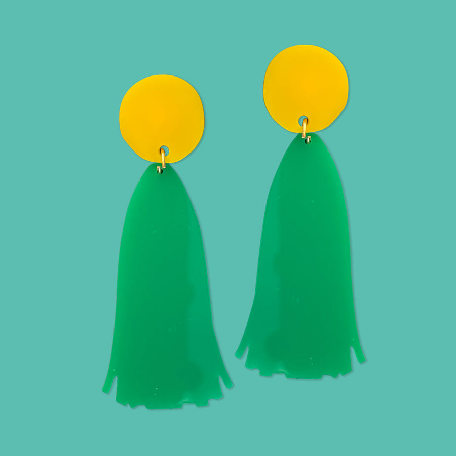 Yarrow Emerald Tassel Earrings