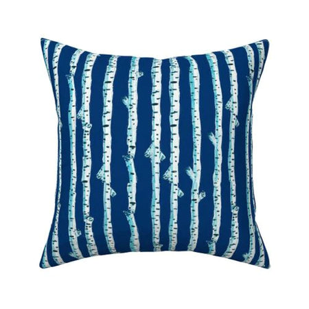 Navy Birch Stripe Indoor Square Pillow