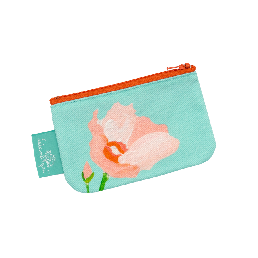 Adriatic Poppy Canvas Zip Change Purse