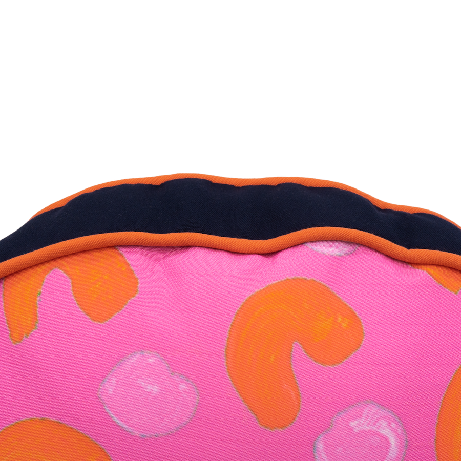 Azalea French Dots With/ Box Orange Welting Indoor Round  Pillow