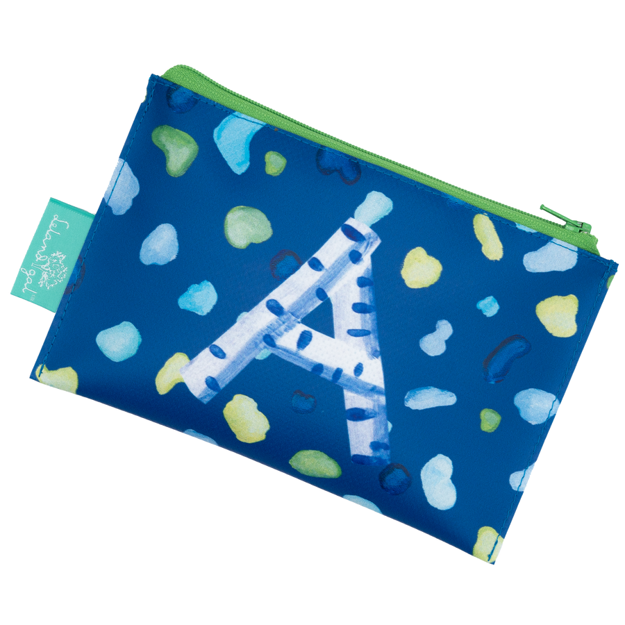 Navy Beach Glass Monogram Dew Drop Envelope Bag