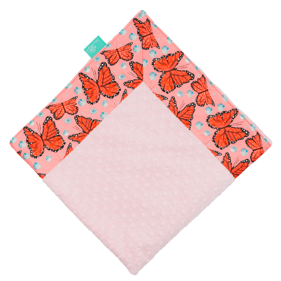 Bashful Monarchs Marching with Baby Pink Minky Baby Blankie