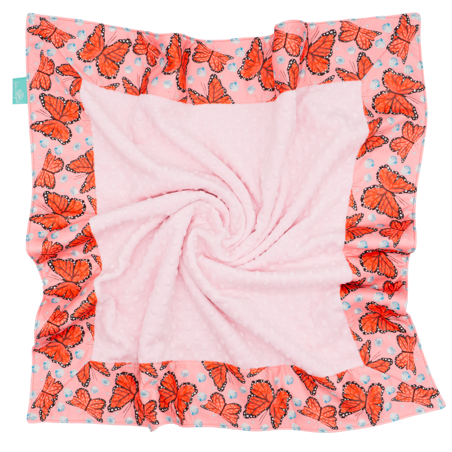 Bashful Monarchs Marching with Baby Pink Minky Baby Blankie