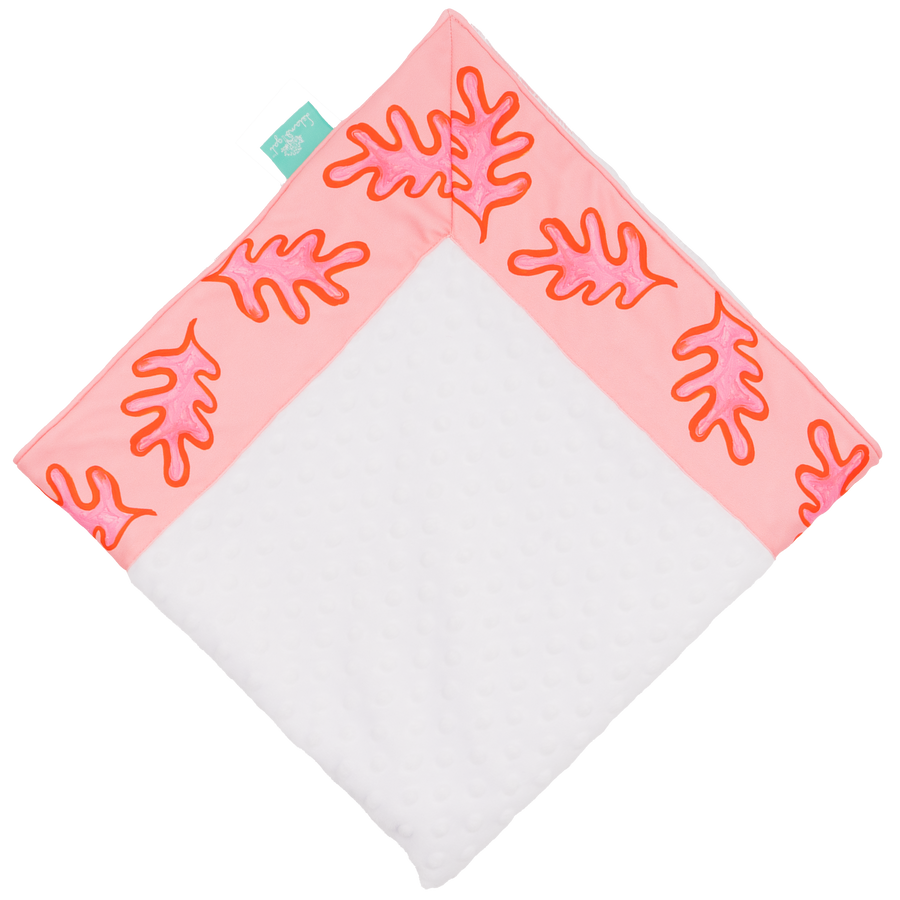Bashful Organic Leaf with White Minky Baby Blankie