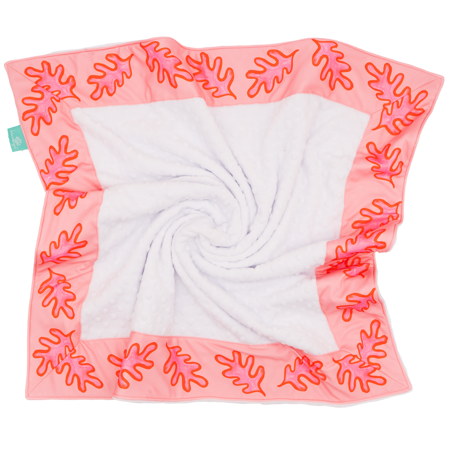 Bashful Organic Leaf with White Minky Baby Blankie