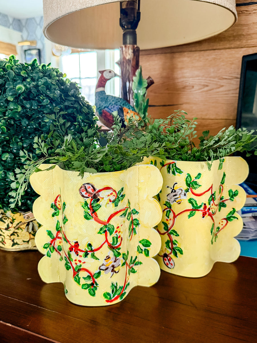 Nell Revel Smith Bees Knees Hand-Painted Scalloped Vinyl Vase Sleeve Pair