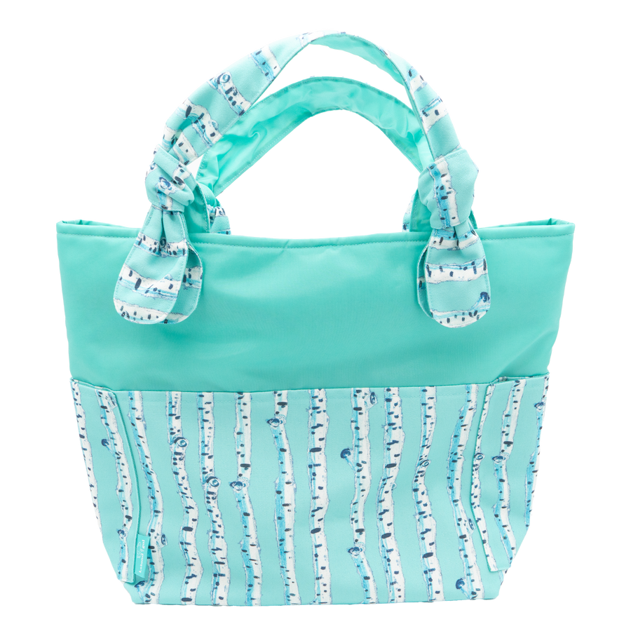 Cyan Birch Stripe/Aqua Outside Bag