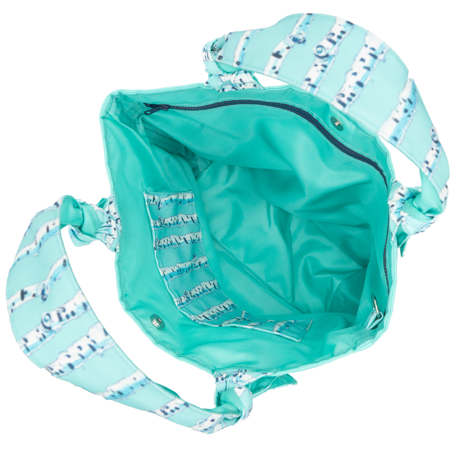 Cyan Birch Stripe/Aqua Outside Bag