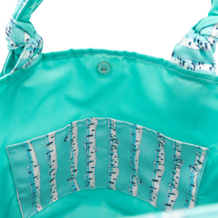 Cyan Birch Stripe/Aqua Outside Bag