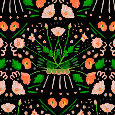 Black Rococco Fabric