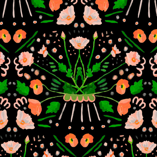 Black Rococco Fabric