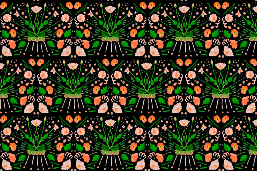 Black Rococco Fabric