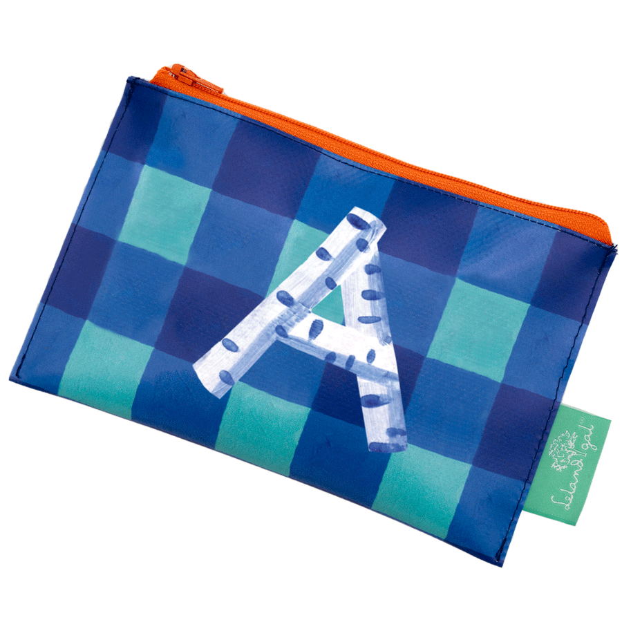 Blue Buffalo Check Printed Birch Monogram Dew Drop Envelope Bag