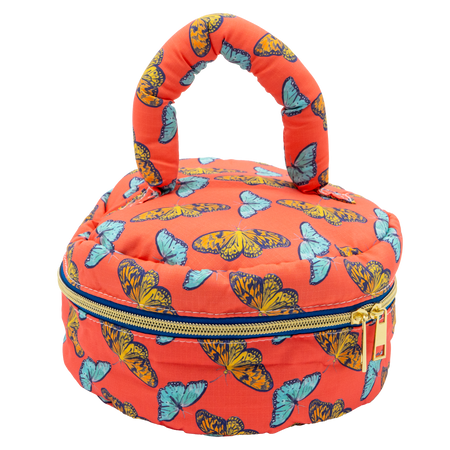 Coral Butterflies Puffy Carry All