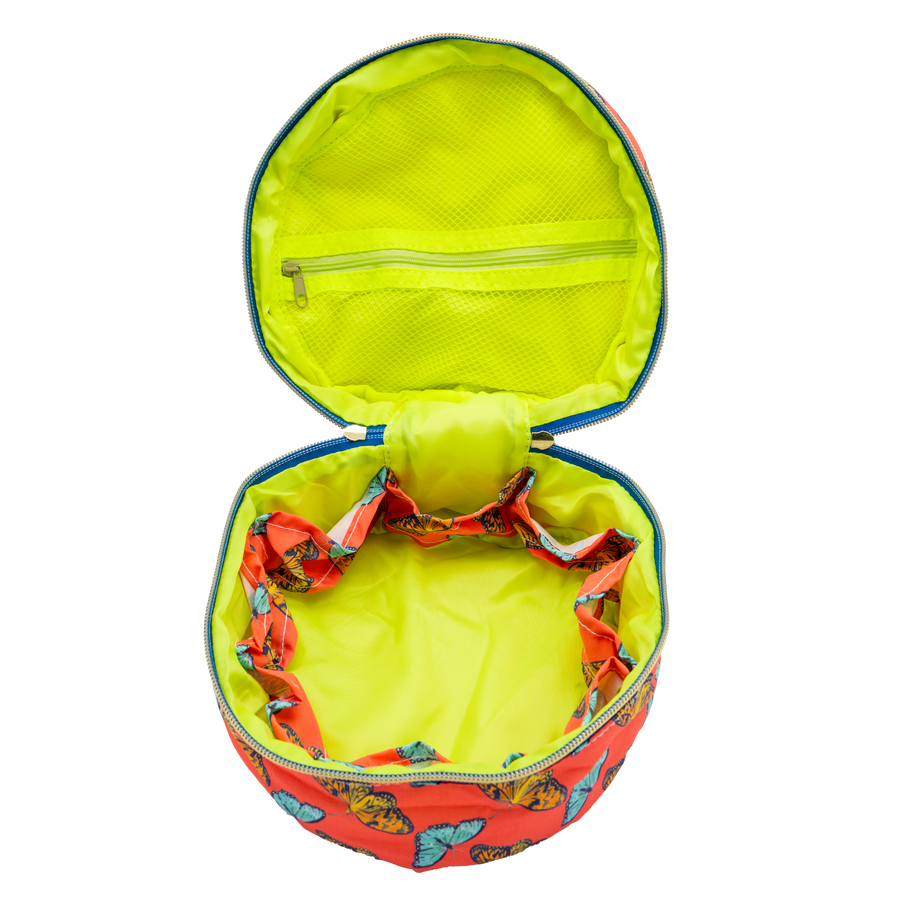 Coral Butterflies Puffy Carry All