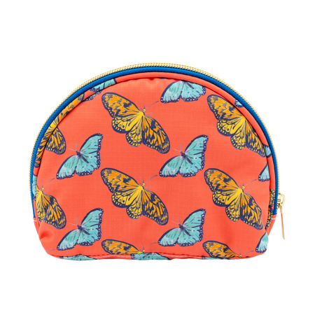 Coral Butterflies Puffy Half Moon Pouch