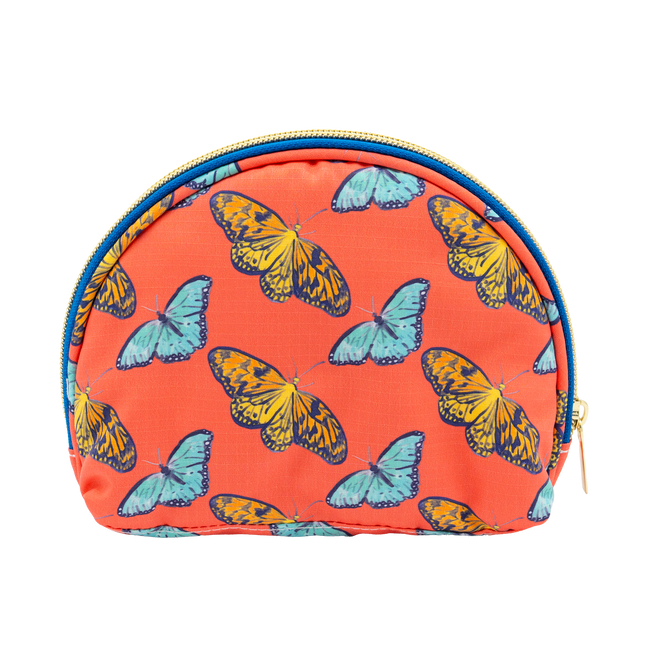 Coral Butterflies Puffy Half Moon Pouch