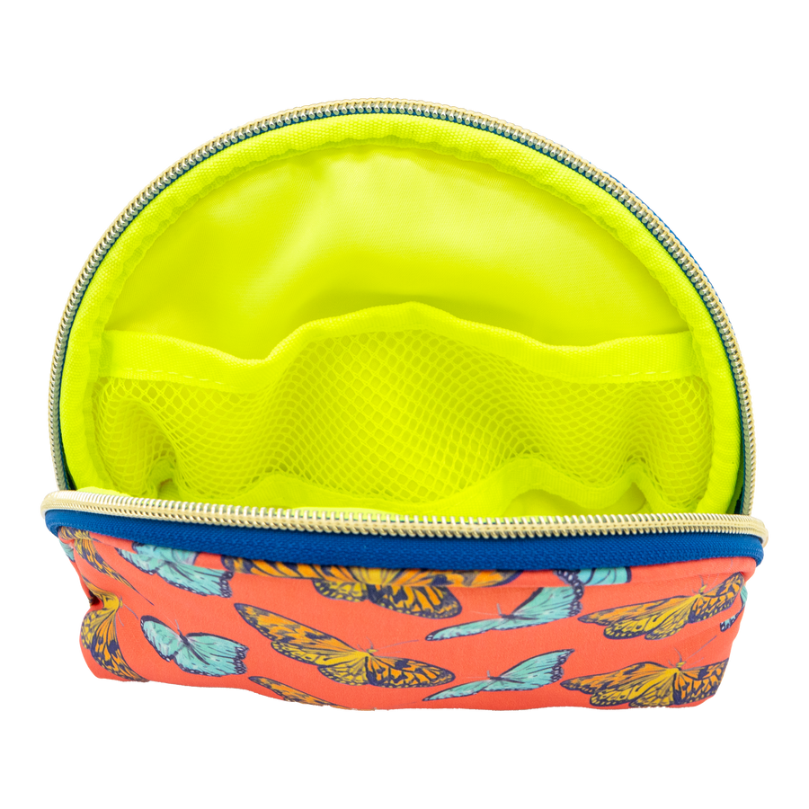 Coral Butterflies Puffy Half Moon Pouch
