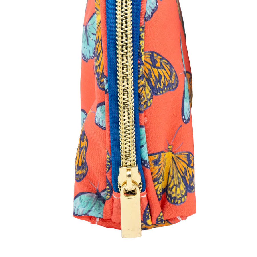 Coral Butterflies Puffy Half Moon Pouch