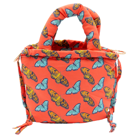 Coral Butterflies Puffy Purse
