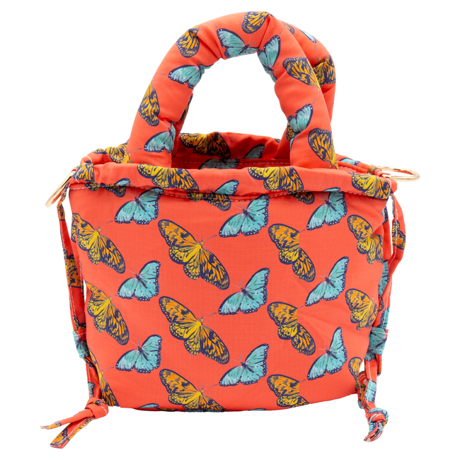 Coral Butterflies Puffy Purse