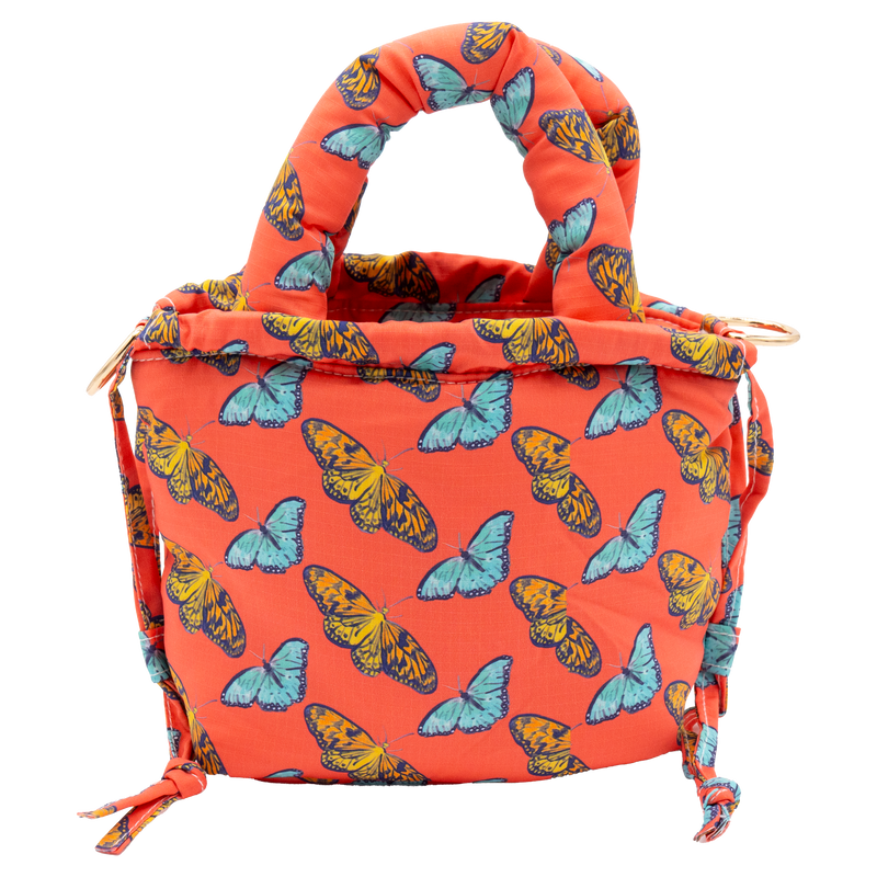 Coral Butterflies Puffy Purse